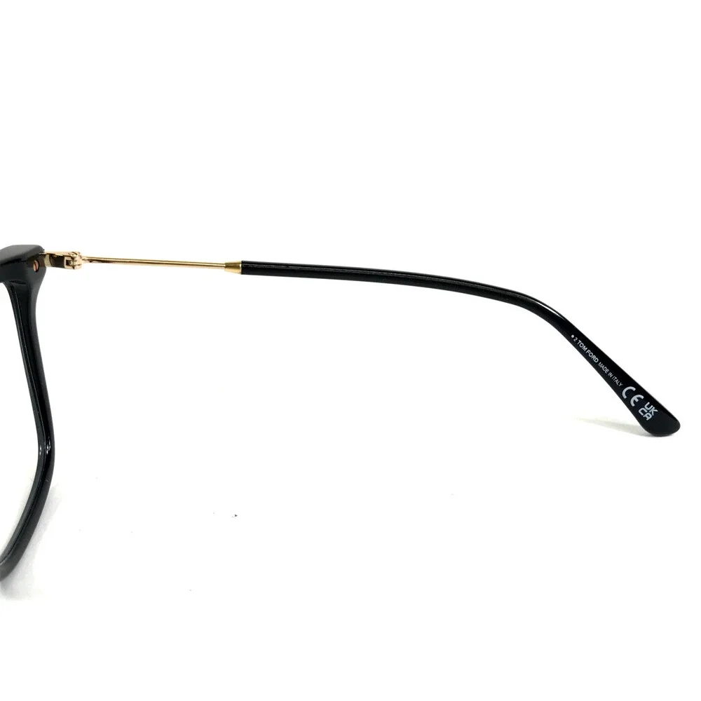 Tom Ford Eyeglasses Frames TF5824-B 001 Black Gold Cat Eye w/ Clip-on 56-14-140